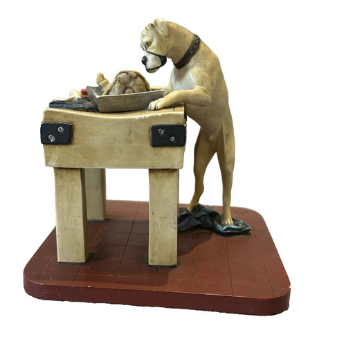 Boxer dog butcher - butcher, figurine